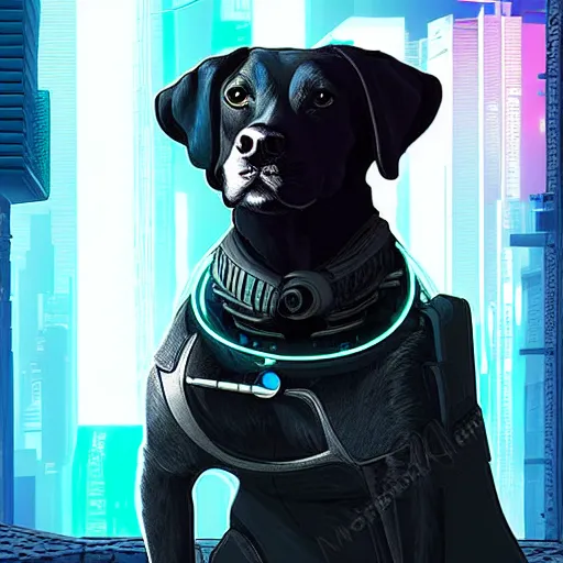 Image similar to cyberpunk dog