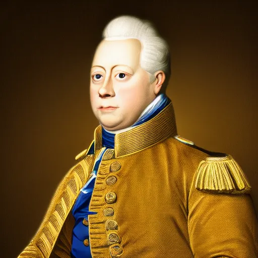 Image similar to king george iii, realistic, colorized, cinematic lighting, portrait