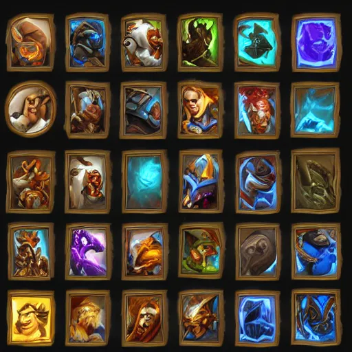 Prompt: complete icon set for a Blizzard Warcraft game
