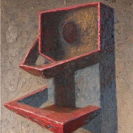 Image similar to a detailed impasto painting by shaun tan and louise bourgeois of an abstract forgotten sculpture by the caretaker and ivan seal