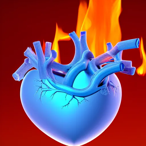 Prompt: 3d model of a crystalline anatomical heart with a flame inside, closeup, detailed, realistic, cinematic lighting, unreal engine, cgsociety, detailed