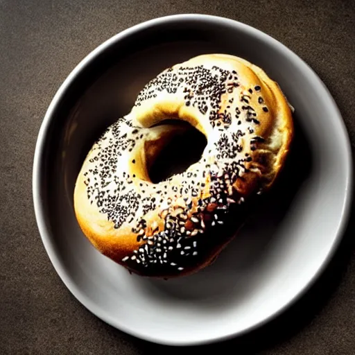 Prompt: a hypertorus shaped everything bagel