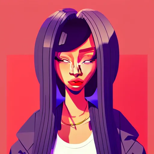 Image similar to 2 d character design, female rapper, vector art, digital art, portrait, 4 k, 8 k, sharp focus, smooth, illustration, concept art, music artist