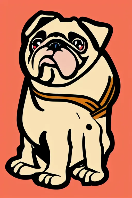 Image similar to Pug that is a sumo wrestler, sticker, colorful, illustration, highly detailed, simple, smooth and clean vector curves, no jagged lines, vector art, smooth