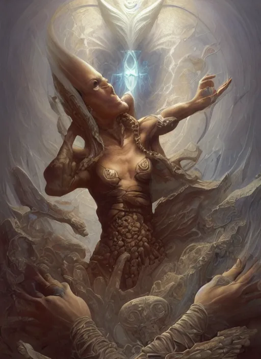 Image similar to god's envisionment, shamanic poste, elegant, highly detailed, centered, digital painting, artstation, concept art, smooth, sharp focus, illustration, artgerm, tomasz alen kopera, peter mohrbacher, donato giancola, joseph christian leyendecker, wlop, frank frazetta