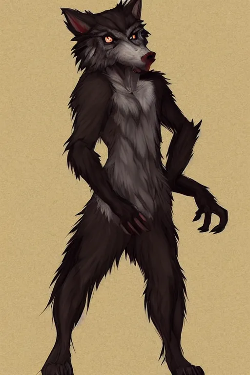 Image similar to a werewolf, fursona!!!!, by kawacy, trending on artstation, full body, furry art