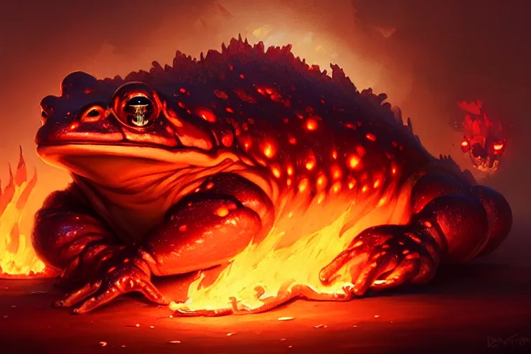 Image similar to fire toad, photorealistic, trending on artstation, by bayard wu, anna podedworna, gaston bussiere, greg rutkowski