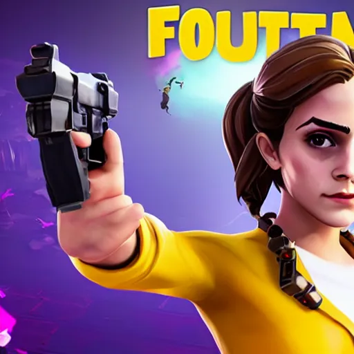 Prompt: emma watson as fortnite character, gameplay screenshot