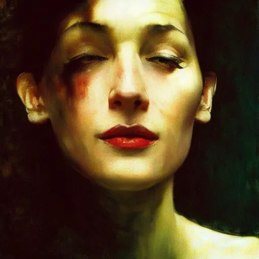 Image similar to a stunning masterful portrait of a confident polish woman with free hair and a happy eyes by andrew wyeth, john singer sargent, and norman rockwell, natural light, oil painting, ethereal, wong kar wai, strong brushwork