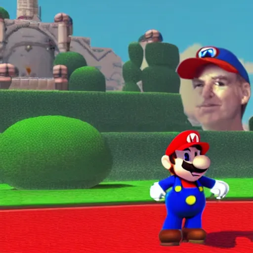 Image similar to donald trump in Super mario 64, realistic