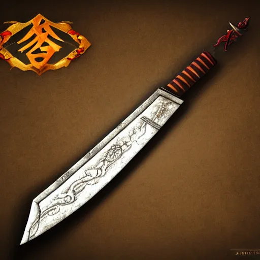 Image similar to magical sword, artefact, no people, xianxia, trending on artstation