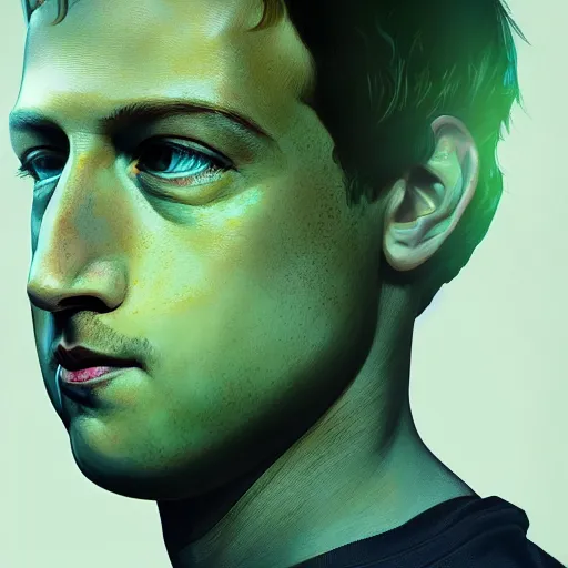 Image similar to mark zuckerberg Half lizard face , digital art , trending on artstation , matte painting , Hyperdetailed , CGSociety