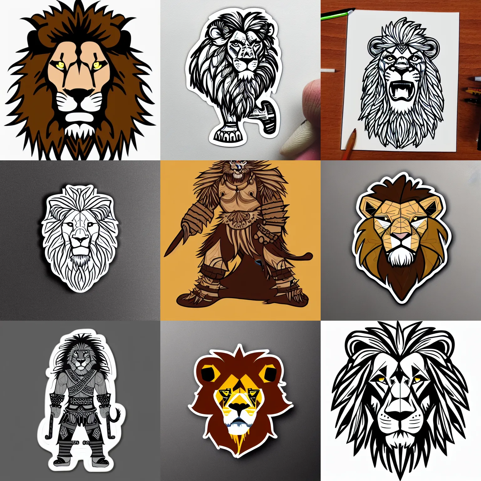 Lion Sticker (Pack of 3) Black Color Size 5x5inch Wall, Car & Bike, Door  Etc.