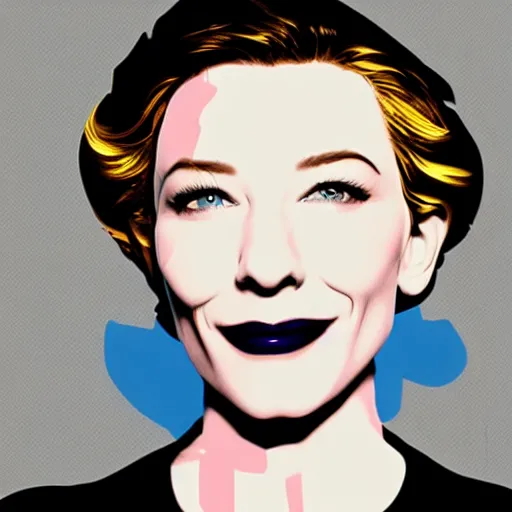 Image similar to pop art portrait of cate blanchett