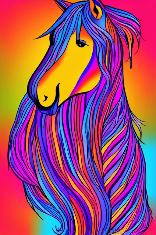 Prompt: minimalist boho style art of a colorful horse, illustration, vector art