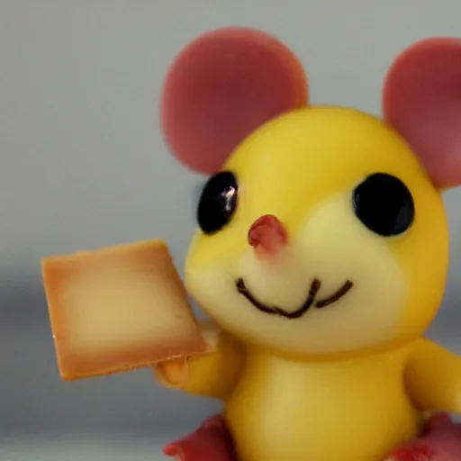 Prompt: a mouse hugging cheese