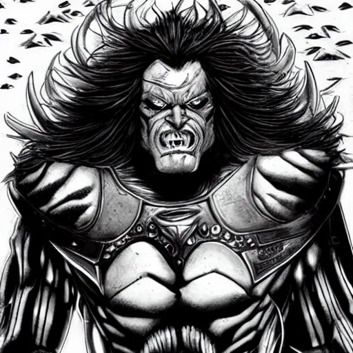 Prompt: portrait lobo from dc comics giger