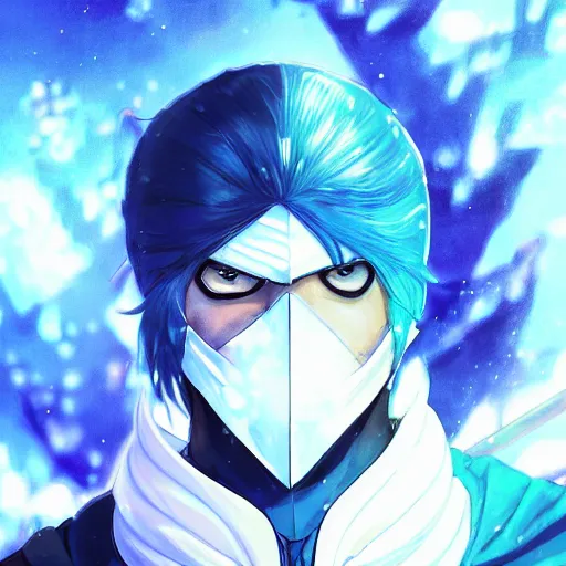 Image similar to portrait of sub - zero biden as the master of the blue ice of the blizzard, anime fantasy illustration by tomoyuki yamasaki, kyoto studio, madhouse, ufotable, trending on artstation