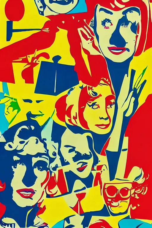 Image similar to midcentury modern pop art