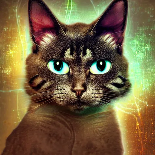 Prompt: cyborg cat, futuristic, digital art, center focus
