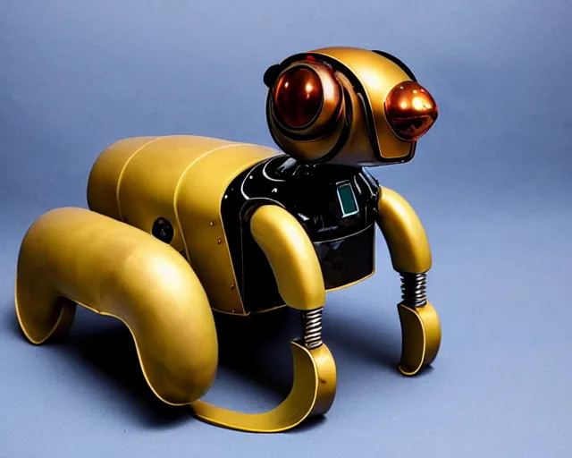 Image similar to futuristic steampunk ferret - shaped robot, cyberpunk ferret - shaped mechanical robot