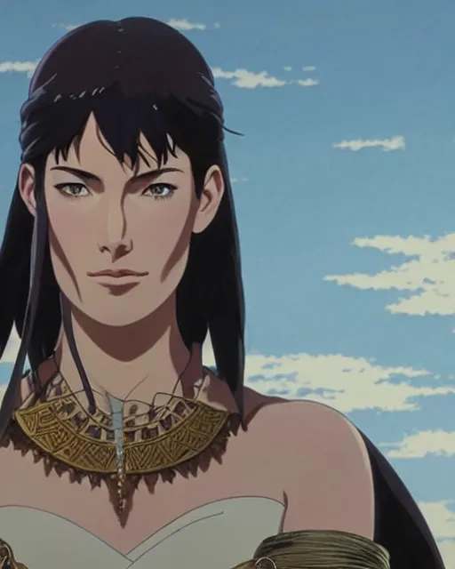 Image similar to azctec warrior, young lena headey, finely detailed, perfect face, exquisite details, fire magic, mid view, by studio muti, greg rutkowski makoto shinkai takashi takeuchi studio ghibli