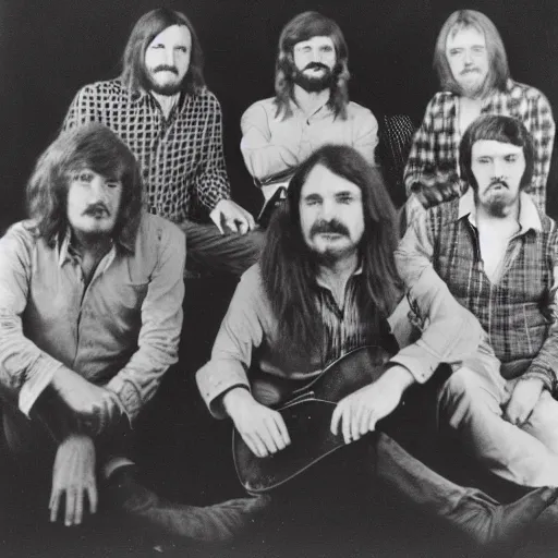 Prompt: 1 9 7 0 s folk band promo photo, fine detailed, photorealistic, portrait