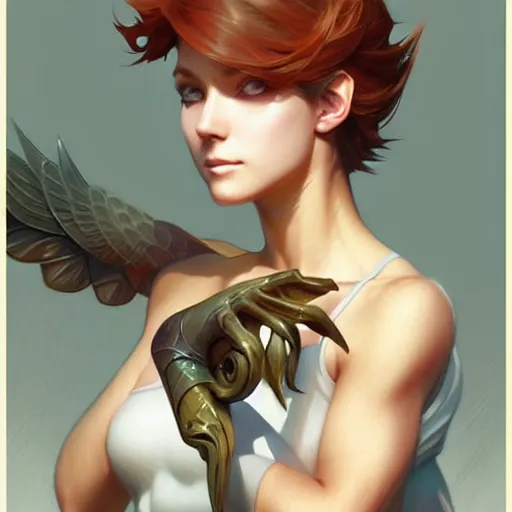 Prompt: Misty from Pokemon, fantasy, intricate, elegant, highly detailed, digital painting, artstation, concept art, matte, sharp focus, illustration, art by Artgerm and Greg Rutkowski and Alphonse Mucha