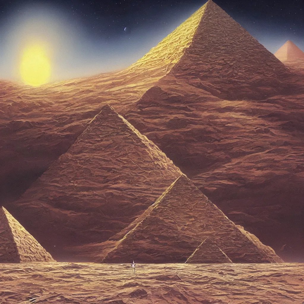 Prompt: A beautiful painting of A Pyramid on the Moon by Steve R. Dodd,hyper detailed,4k,digital art,unreal engine 5,Retro Futurism Art,Trending on artstation