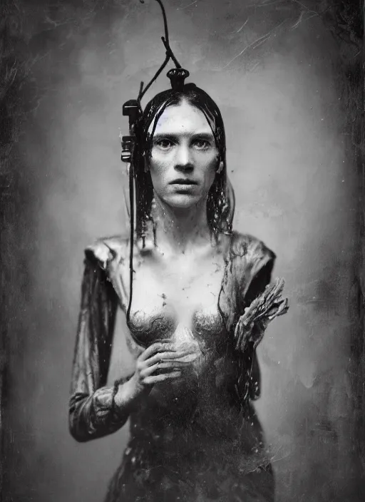 Image similar to old wet plate collodion photography portrait, hyper realistic, elegant, highly detailed, parallax, leica, medium format, by jheronimus bosch and greg rutkowski