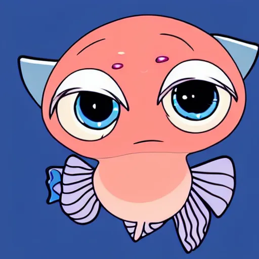 Image similar to chibi anime fish big eyes