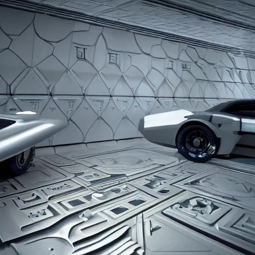 Image similar to sci-fi car and wall structure tile in the coronation of napoleon painting by Jacques-Louis David in the blade runner 2049 film and point cloud in the middle and everything in form of zaha hadid architects artwork by caravaggio unreal engine 5 keyshot octane lighting ultra high detail ultra hyper realism 8k 16k in plastic dark tilt shift full-length view