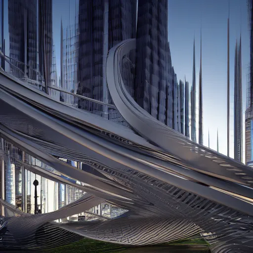 Prompt: decentralized city design, futuristic, parametric, algorithmic design, octane render.