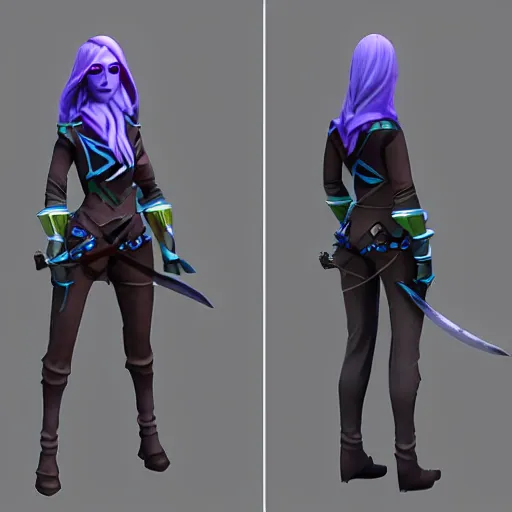 Image similar to drow ranger, dota 2, 3 d model