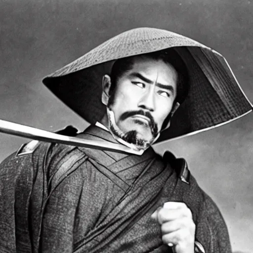 Image similar to a film still of Robert Dwayne junior as samurai