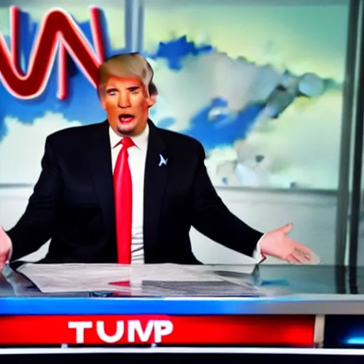 Image similar to donald trump as a news anchor on cnn