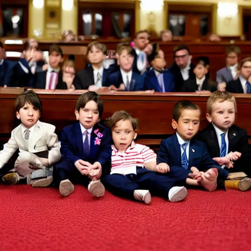 Image similar to children in suits on the floor of the us house of representatives