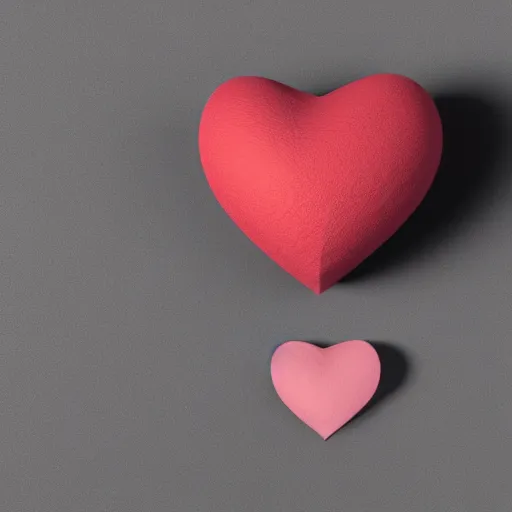 Image similar to 3d render of a red clay heart shape in the middle of a gray sheet of paper, range of pastel colors on the left side