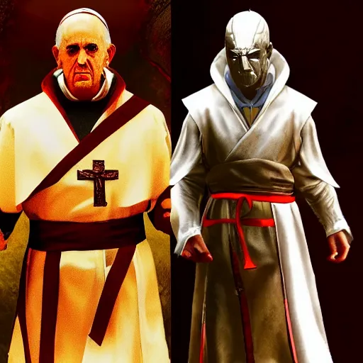 Image similar to the pope as a mortal kombat character