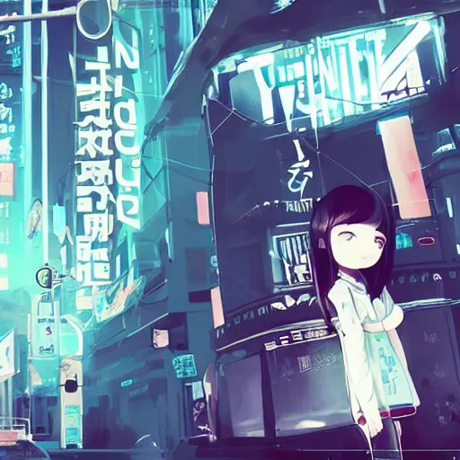 Image similar to Frequency indie album cover, luxury advertisement, white and teal colors. highly detailed post-cyberpunk sci-fi close-up schoolgirl in asian city in style of cytus and deemo, mysterious vibes, by Ilya Kuvshinov, by Greg Tocchini, nier:automata, set in half-life 2, beautiful with eerie vibes, very inspirational, very stylish, with gradients, surrealistic, postapocalyptic vibes, depth of filed, mist, rich cinematic atmosphere, perfect digital art, mystical journey in strange world, bastion game, arthouse