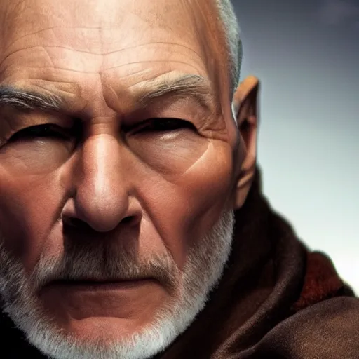 Prompt: Patrick Stewart as Obi-Wan Kenobi, 4k, UHD