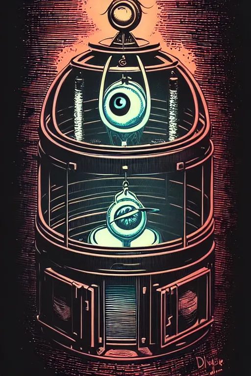 Prompt: steampunk cryo chamber containing an eyeball, high details, intricately detailed, by vincent di fate, inking, 3 color screen print, masterpiece, trending on artstation,, sharp, details, hyper - detailed, hd, 4 k, 8 k