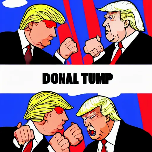 Image similar to donald trump vs xi jinping street fighter duel, fight, digital art, cartoon