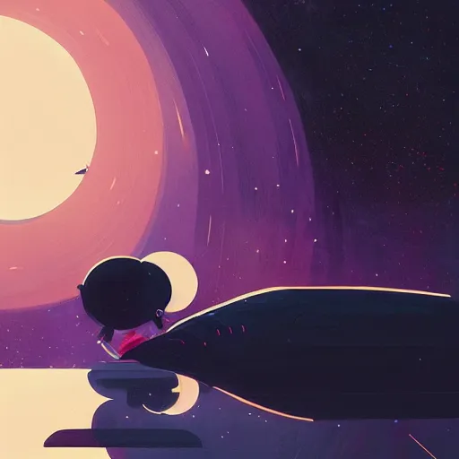 Prompt: Liminal space in outer space by Atey Ghailan
