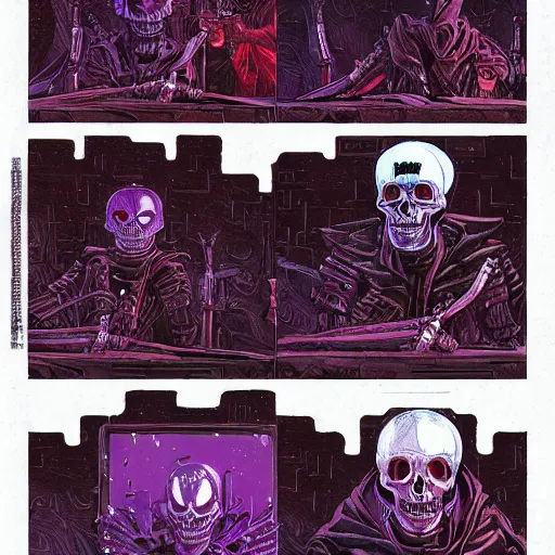 Prompt: portrait of a cybernetic evil undead skeleton sorcerer, cyberpunk concept art by josan gonzales and moebius and enki bilal and and dan mumford and jean claude meziere and philippe druilleg