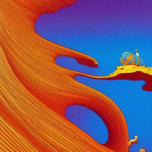 Image similar to breathtakingly beautiful ultrawide angle colour masterpiece dream by roger dean and kilian eng and jean giraud, incredible sense of depth and perspective and clarity, weird abstract, 8 k