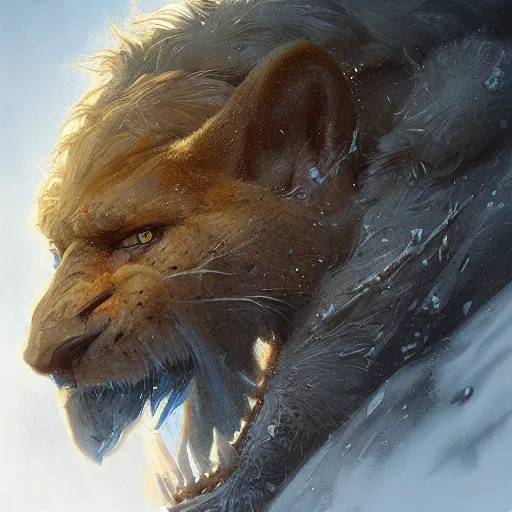 Image similar to a detailed portrait of a sabretooth, by justin gerard and greg rutkowski, digital art, realistic painting, dnd, character design, trending on artstation