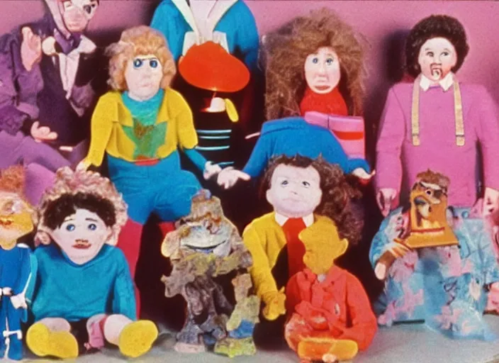 Image similar to a still from a 1 9 8 0 s stop - motion children ’ s tv programme, vhs distortion