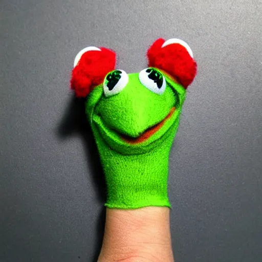 Image similar to kermit the frog sock puppet, photorealistic, very detailed, 4 k