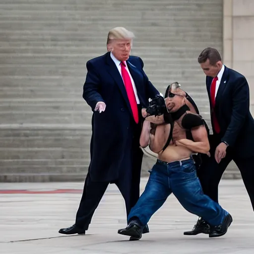 Image similar to photography of FBI agents taking Donald trump into custody